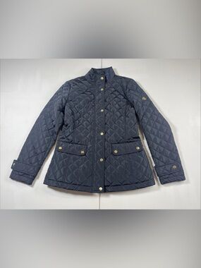 Lauren Ralph Lauren Women’s Quilted Jacket Black Button Zip Up Coat Sz Petite S